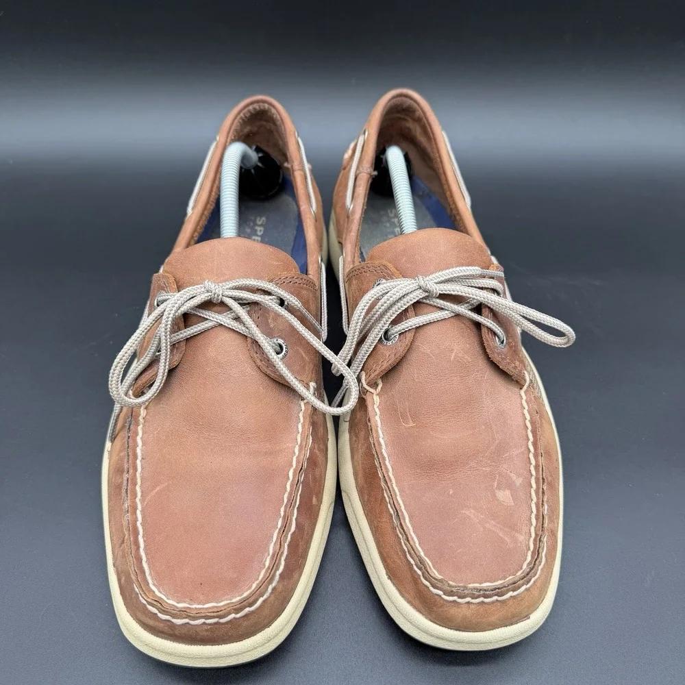 Sperry Top Spider Dark Tan Billfish 2 Eye Boat Shoes 0276308 Men's Size 13